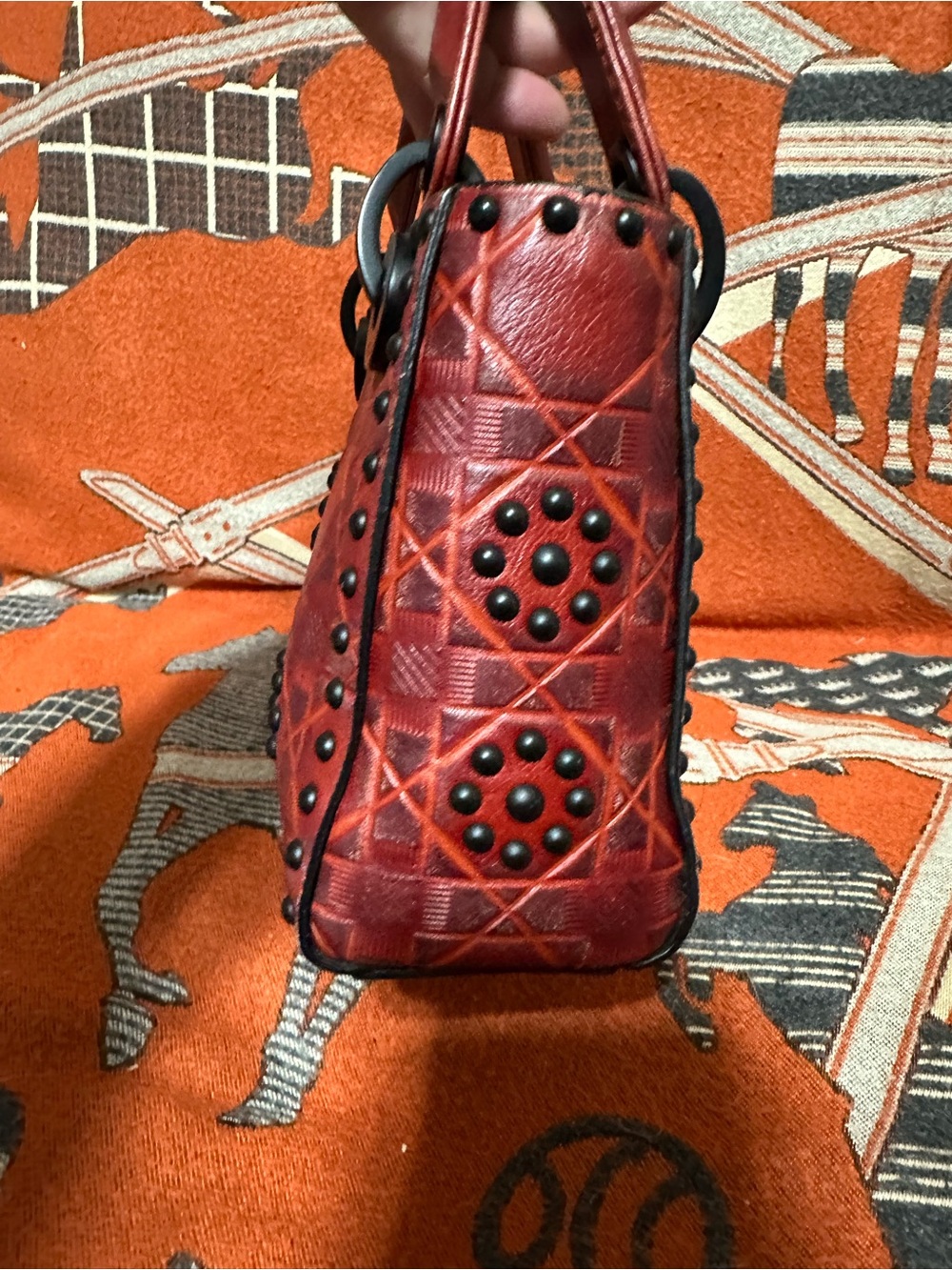 CHRISTIAN DIOR❤️🌟 LIMITED MINI LADY DIOR EMBOSSED LEATHER W/ BLACK HARDWARE⭐️ - Picture 5 of 12